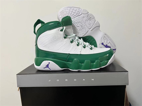 Men's Running weapon Air Jordan 9 Green White Shoes 017